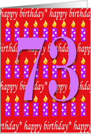 73 years old Lit Candle Happy Birthday card