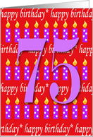 75 years old Lit Candle Happy Birthday card