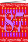 87 Years Old Lit Candle Age Specific Birthday Card