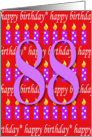 88 Years Old Lit Candle Age Specific Birthday Card