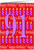 91 Years Old Lit Candle Age Specific Birthday Card