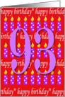 93 Years Old Lit Candle Age Specific Birthday Card
