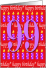 99 Years Old Lit Candle Age Specific Birthday Card