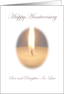 Son & Daughter In Law Lit Candle Happy Anniversay Card