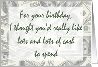 Cash Birthday Humor card