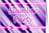 Girls Slumber Party Invitation Card Purple With Pink Heart card