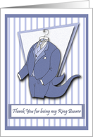 Thank You Ring Bearer Card Gray Blue Tux Pinstripe card