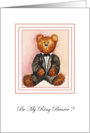 Be My Ring Bearer? Bear In Tux Wedding Attendant Invitation card