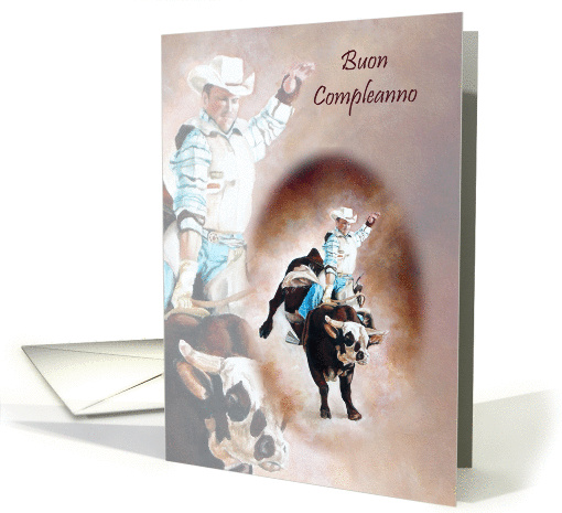 Bull Rider Italian Birthday card (230353)