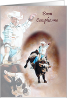 Bull Rider Italian Birthday Card