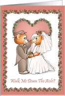 Teddy Bear Duo Walk Me Down The Aisle Invitations card