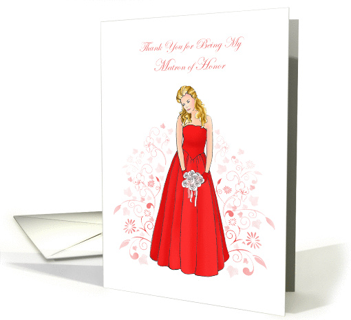 Elegant Red Matron of Honor Thank You card (276944)