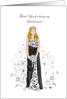 Elegant Black & White Bridesmaid Thank You Cards