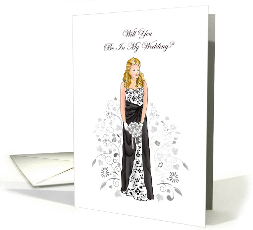 Elegant Black & White Be In My Wedding Invitations card (276996)
