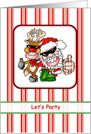 Humorous Christmas Party Invitations Santa and Reindeer Cards