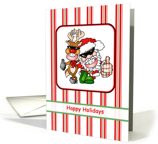 Happy Holidays Humorous Santa and Reindeer card (281686)