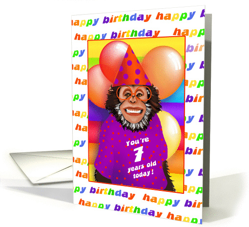 7 Years Old Birthday Cards Humorous Monkey card (327654)