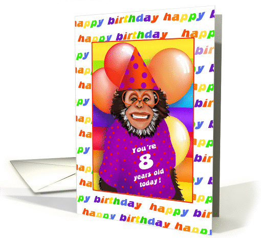 8 Years Old Birthday Cards Humorous Monkey card (327660)
