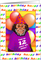 12 Years Old Birthday Cards Humorous Monkey card