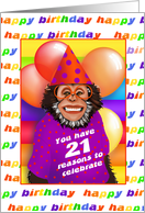 21 Years Old Birthday Cards Humorous Monkey card