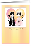 Happy Cats Page Boy Invitations Wedding Attendant Invitations Paper Greeting Cards