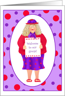 Woman in Hat Welcome to Group Paper Greeting Cards