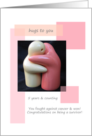 Hugs for 5 year Cancer Survivor Anniversary Congratulations Paper Greeting Cards