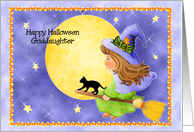 Little Flying Witch GodDaughter Happy Halloween Paper Greeting Cards
