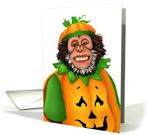 The Great Pumpkin Smiling Monkey Humorous Halloween card (504806)