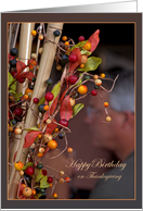Autumn Berries Happy Birthday on Thanksgiving Day Cards