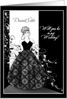 Sister New Be In My Wedding Invitations Black and White Formal Cards
