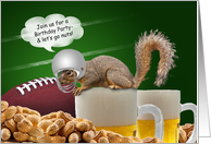 Humorous Squirrel Football Birthday Party Invitations Cards