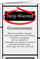 Humorous Groomsman Invitations Help Wanted Ad Cards