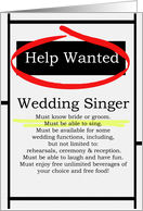 Humorous Wedding Singer Invitations Help Wanted Ad Cards