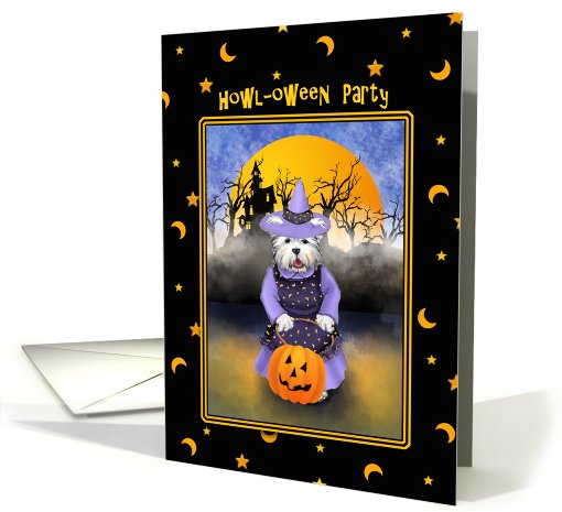 Cute Wicked Witch of the Westie Halloween Party Invitations card
