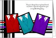 Best Friend Best Man Wedding Invitations Satin Tie Vest Trio Design card