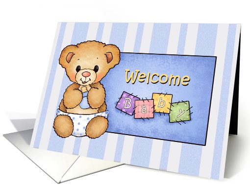 Welcome Baby Boy Teddy Bear Congratulations card (706506)