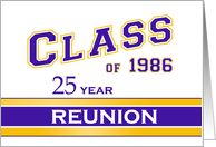 1986 Purple and Gold 25 Year Class Reunion Invitations Cards