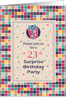 23rd Surprise Birthday Party Invitations Colorful card