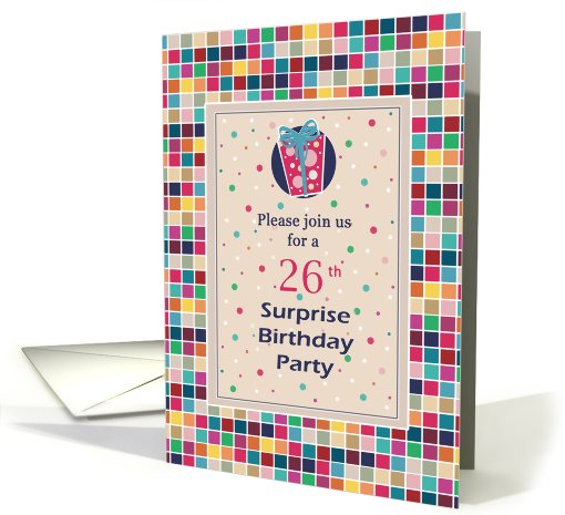 26th Surprise Birthday Party Invitations Colorful card (785621)