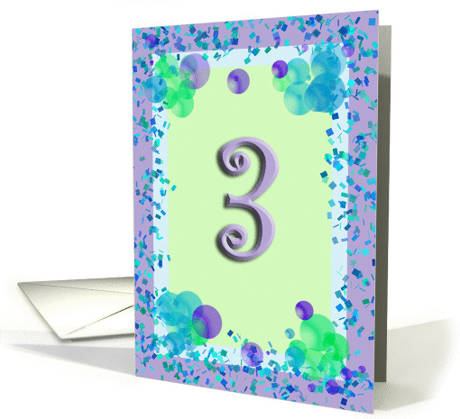 3 Year Old Girl Birthday - Verse Inside card (144625)