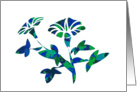 Abstract Dark Blue & Green Flower - White Background card