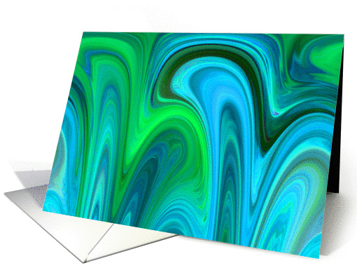 Blues N Greens Colorful Abstract  - Blank card (61160)