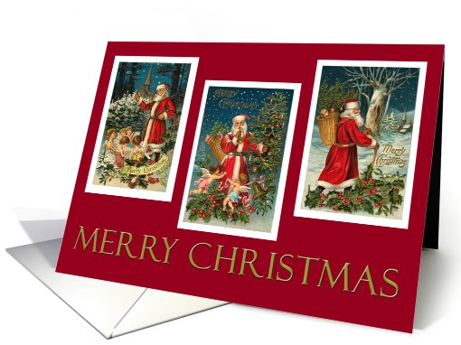 Three Vintage Santa Claus Images Holiday card (659886)