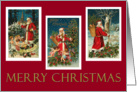 Three Vintage Santa Claus Images Holiday Card