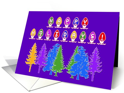 Happy Holidays with Christmas Bulbs & Trees card (675492)