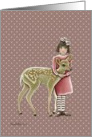 Friendship Between a Girl and a Fawn card