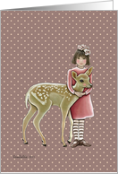 Friendship Between a Girl and a Fawn card