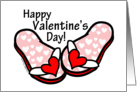 Happy Valentine Day - Pink and Red Heart Flip Flops card