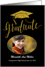 Gold Faux Glitter Photo Graduation Party Invitation card